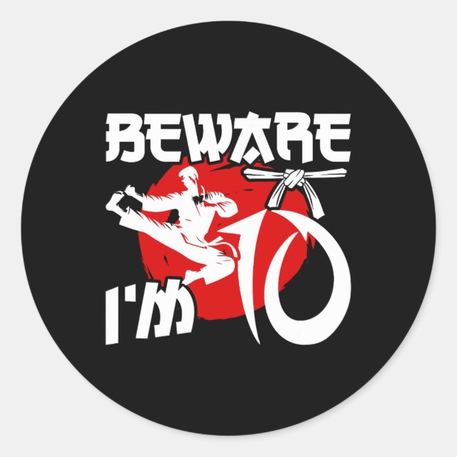 Sticker Rond 10e anniversaire Karate 10 ans Karate Anniversaire (Devant)