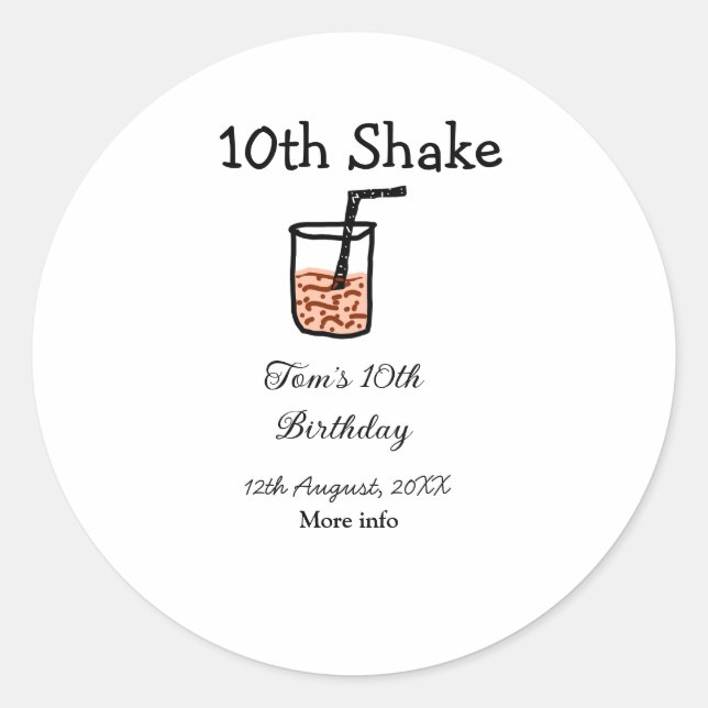 Sticker Rond 10e Shake 10e anniversaire heureux milkshake scrib (Devant)