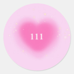 Sticker Rond 111 Joli Coeur rose Angel esthétique Numéro
