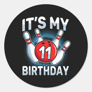 Sticker Rond 11 Ans Bowling 11e Anniversaire Fête Garçons Fille
