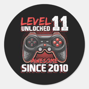 Sticker Rond 11 Déverrouillé Awesome 2010 jeu vidéo 11e anniver