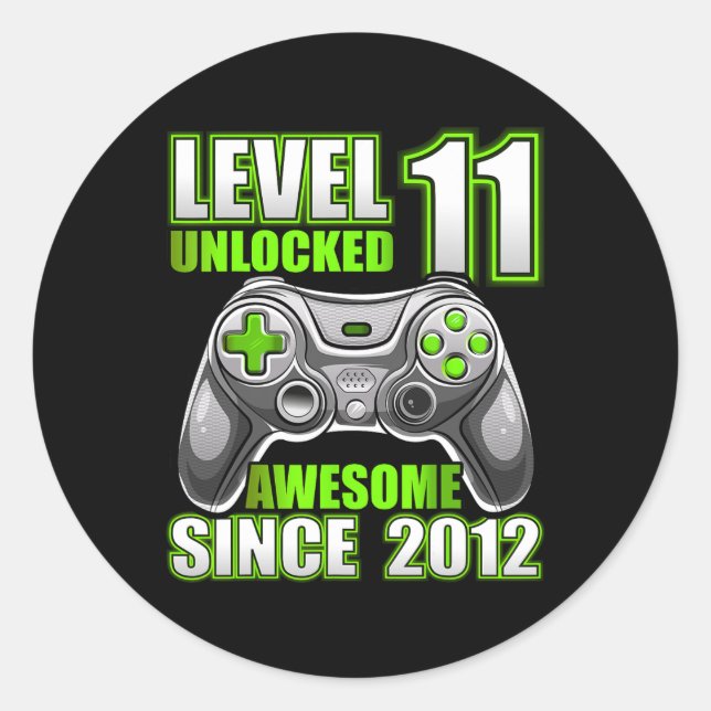 Sticker Rond 11 Déverrouillé Awesome 2012 jeu vidéo 11e anniver (Devant)