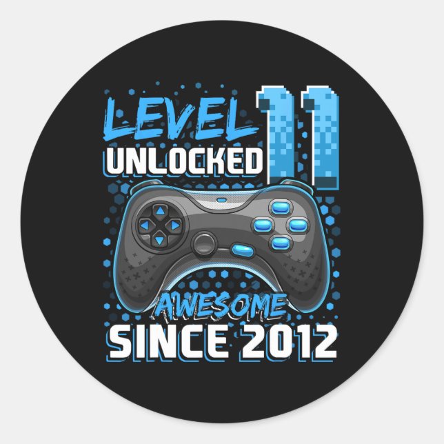 Sticker Rond 11 Déverrouillé Awesome 2012 jeu vidéo 11e anniver (Devant)