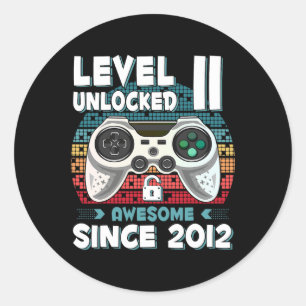 Sticker Rond 11ans Anniversaire Fils Garçon Amusant Joueur 11e