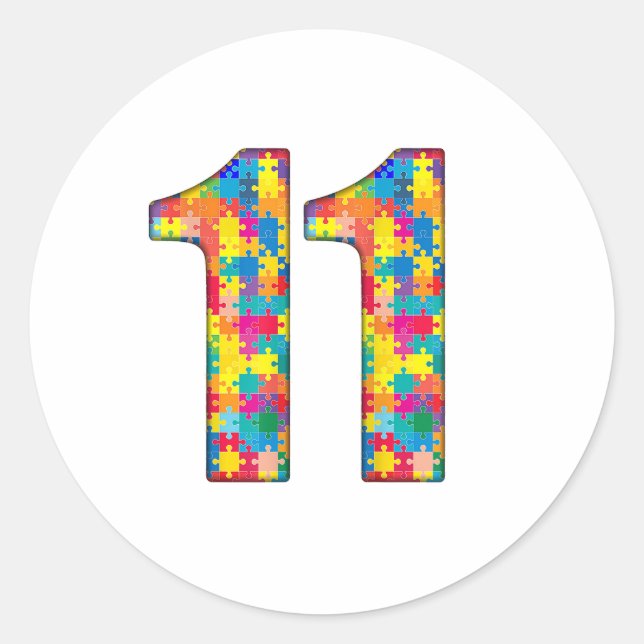 Sticker Rond 11e Anniversaire Autisme Insertion Pour Garçon Fil (Devant)