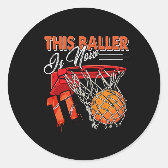 Sticker Rond 11e anniversaire Bysketbyll Amusants 11 ans Enfant (Devant)