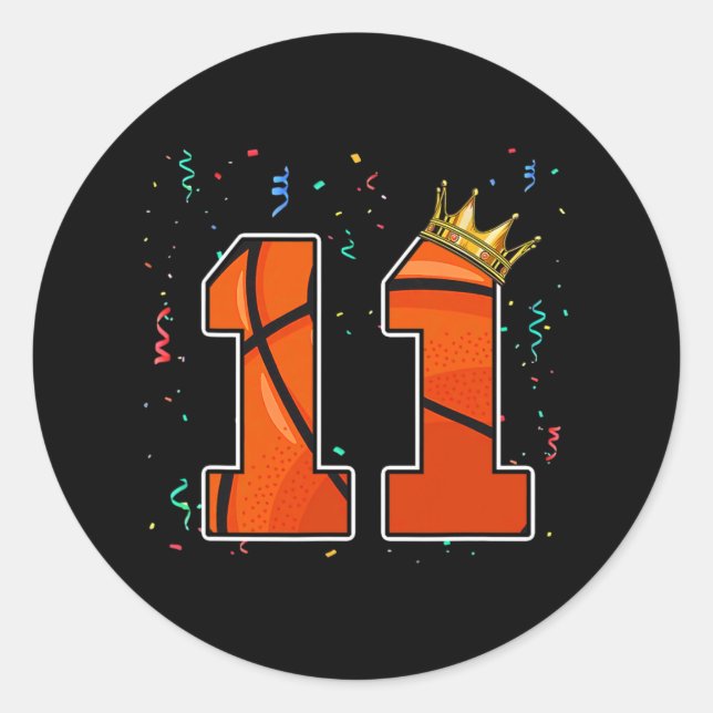 Sticker Rond 11e anniversaire Bysketbyll Grand nombre 11 ans Bo (Devant)