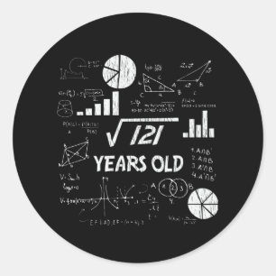 Sticker Rond 11e anniversaire Carré mathématiques racine 11 ans