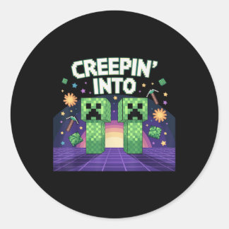 Sticker Rond 11e Anniversaire Gamer Pixel Creepin’ In 11 Vidéo 