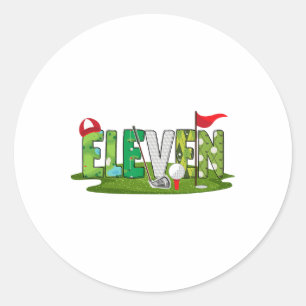 Sticker Rond 11e Anniversaire Golf Thème 11 ans Enfants Sport P
