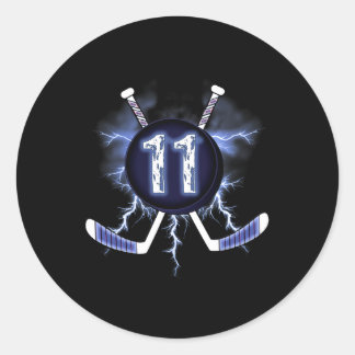 Sticker Rond 11e anniversaire - Hockey sur glace 11 ans