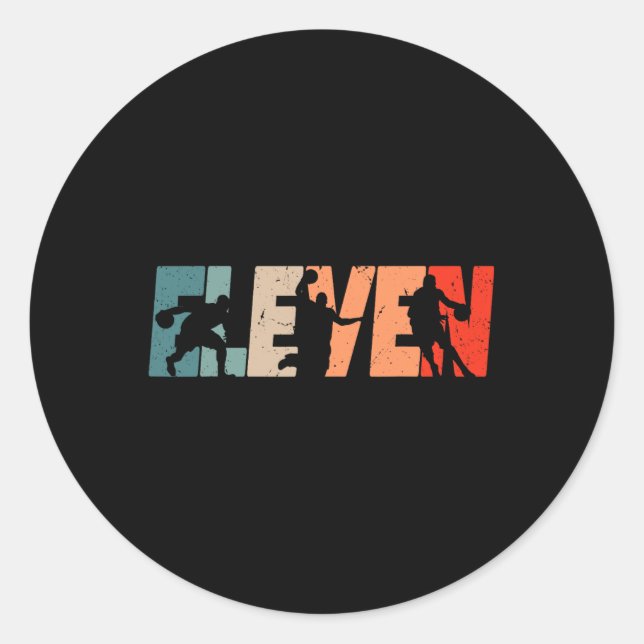 Sticker Rond 11e anniversaire Retro Bysketbyll 11 ans Boy Gi (Devant)