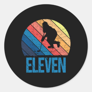 Sticker Rond 11e Anniversaire Rétro Hockey sur glace 11 ans Gar