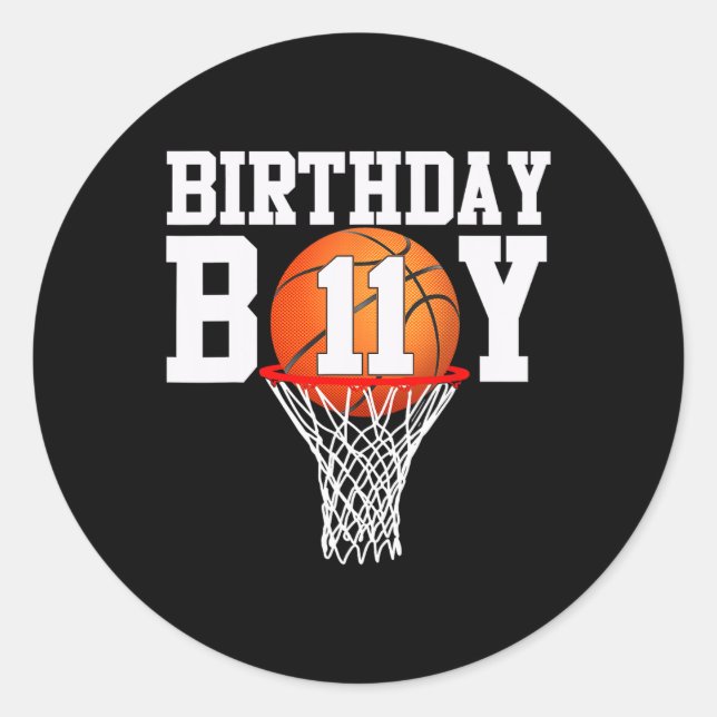 Sticker Rond 11e Anniversaire Sport 11 ans Basketball 11 Garçon (Devant)