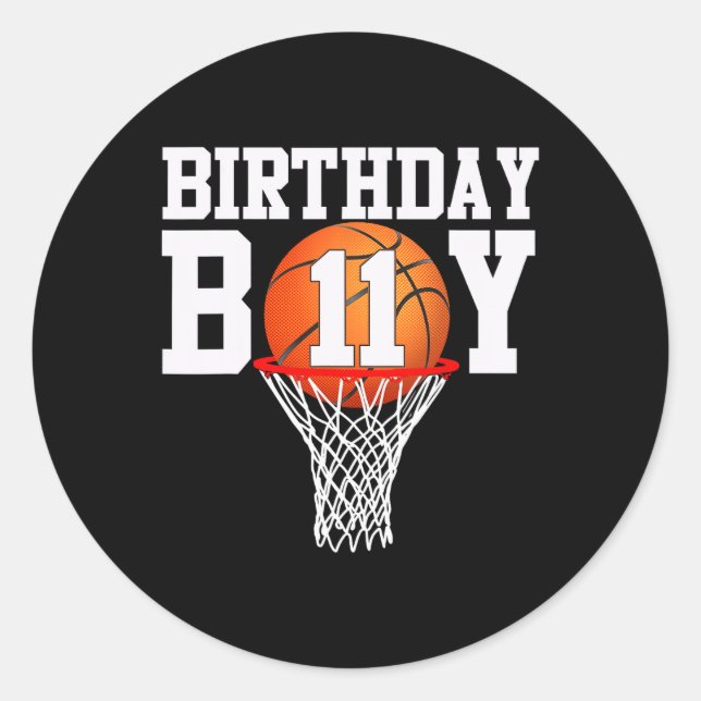 Sticker Rond 11e anniversaire Sport 11 ans Bysketbyll 11 garçon (Devant)