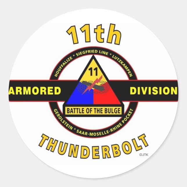 STICKER ROND 11E DIVISION ARMOIRE "THUNDERBOLT" (Devant)
