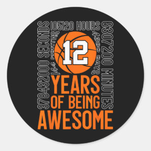Sticker Rond 12 ans d'être fantastique basket-ball 12e annivers