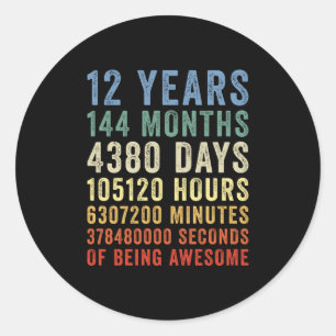 Sticker Rond 12 Ans D'Être Un Cool Magnifique Anniversaire