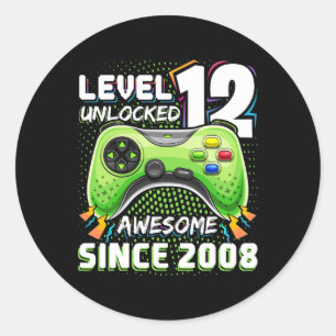 Sticker Rond 12 Déverrouillé Awesome 2008 jeu vidéo 12e anniver