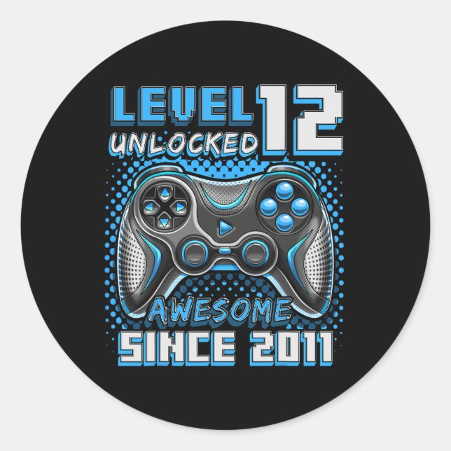 Sticker Rond 12 Déverrouillé Awesome 2011 jeu vidéo 12e anniver (Devant)