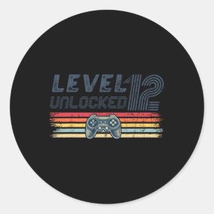 Sticker Rond 12 Jeu vidéo déverrouillé 12e anniversaire Gamer B