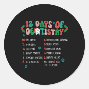 Sticker Rond 12 Jour De Dentistesse Noël Dentiste Dentaire Hygi