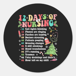 Sticker Rond 12 Jour D'Infirmière Hôpital Noël Infirmière Noël 