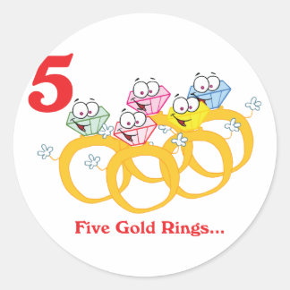 Sticker Rond 12 jours cinq anneaux d'or