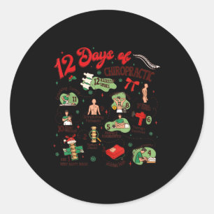 Sticker Rond 12 Jours de chiropractie de Noël Chiropraticien