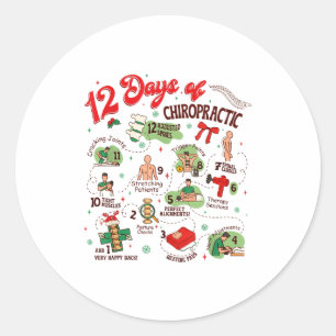Sticker Rond 12 Jours de chiropractie de Noël Chiropraticien