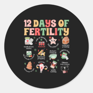 Sticker Rond 12 Jours de Fertilité Infirmière Fiv Noël Ob Gyn T