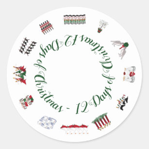 Sticker Rond 12 Jours de Noël dans un cercle de rouge et vert