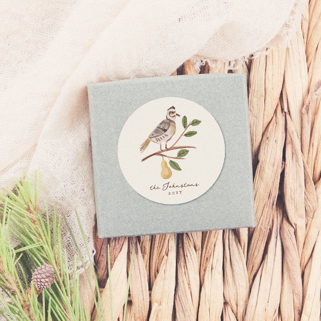 Sticker Rond 12 Jours De Partridge De Noël Dans Un Poirier (Créateur téléchargé)