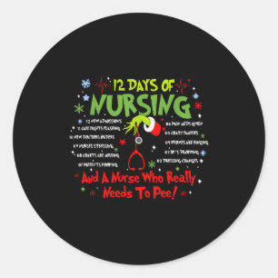 Sticker Rond 12 Jours De Stethoscope D'infirmière Noël Xma