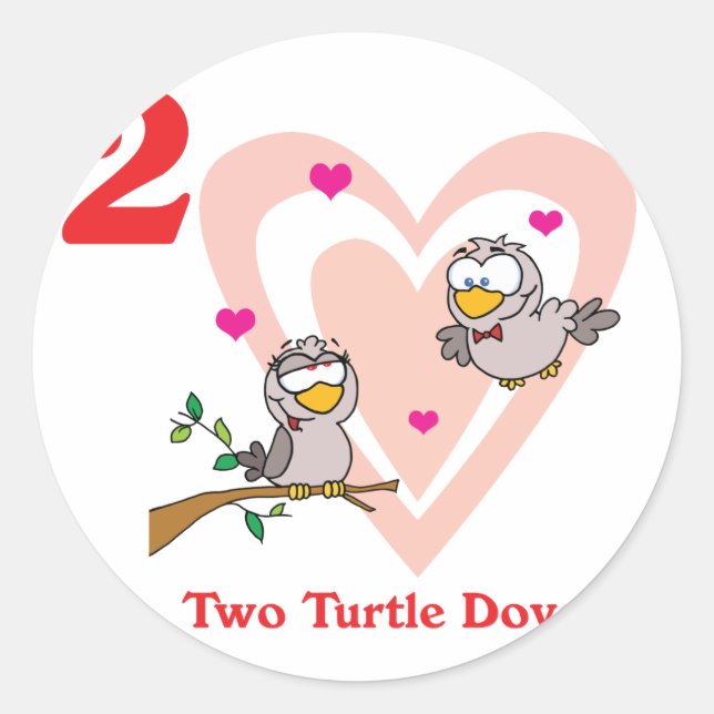 Sticker Rond 12 jours deux tourterelles d'amour (Devant)
