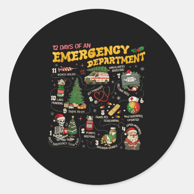 Sticker Rond 12 Jours d'un service d'urgence, l'infirmière des  (Devant)