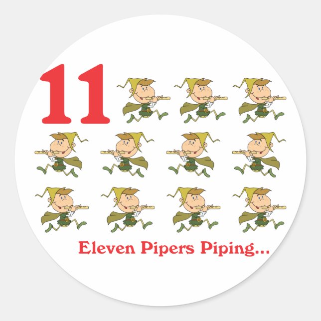 Sticker Rond 12 jours onze joueurs de pipeau (Devant)