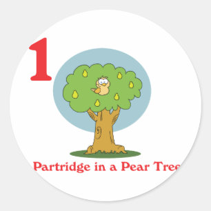 Sticker Rond 12 jours perdrix dans un poirier