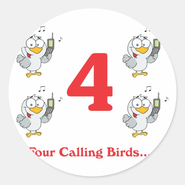 Sticker Rond 12 jours quatre oiseaux chanteurs (Devant)