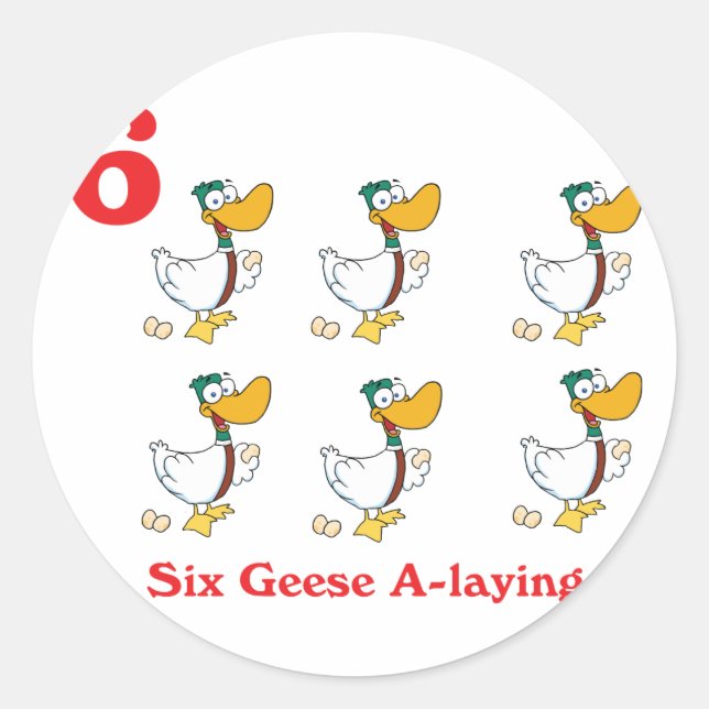 Sticker Rond 12 jours six oies pondent (Devant)