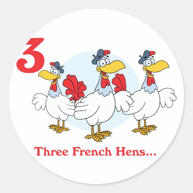 Sticker Rond 12 jours trois poules françaises (Devant)