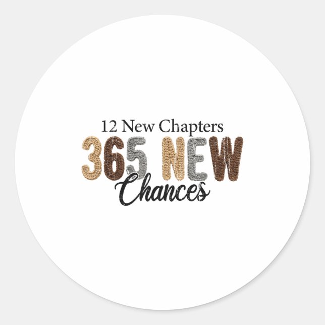 Sticker Rond 12 New Chapters 365 New Chances  (Devant)