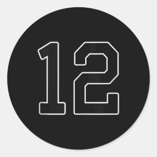 Sticker Rond 12 - Numéro Numérotation uniforme Numéro [noir_noi