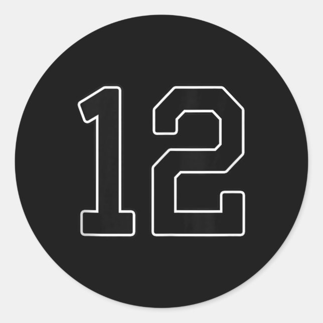 Sticker Rond 12 - Numéro Numérotation uniforme Numéro [noir_noi (Devant)