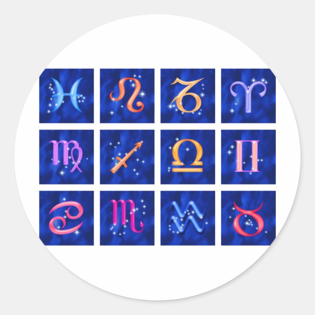 Sticker Rond 12 Signes zodiaques et constellations (Devant)