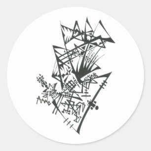 Sticker Rond 12 Tatouage Tribal Abstrait Noir et Blanc