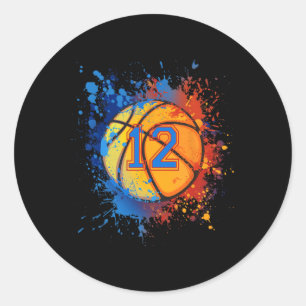 Sticker Rond 12 Years Old 12 Birthday Basketball Poison For Boy