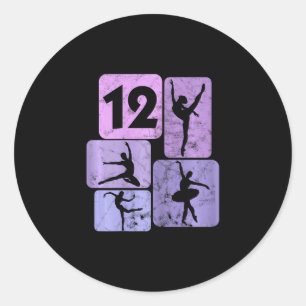 Sticker Rond 12e anniversaire fille danseuse Ballet Ballerina 1