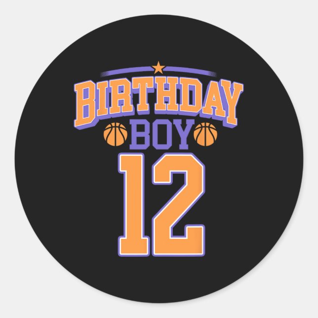 Sticker Rond 12e anniversaire garçon de basketball Lover 12 ans (Devant)