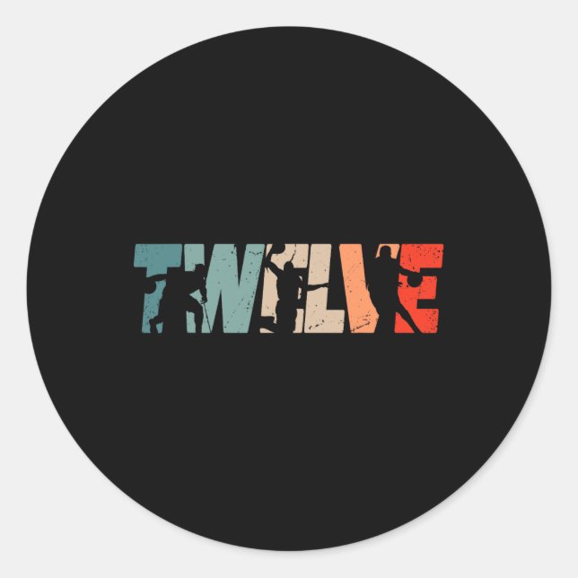 Sticker Rond 12e anniversaire Retro Basketball 12 ans Boy Gi (Devant)